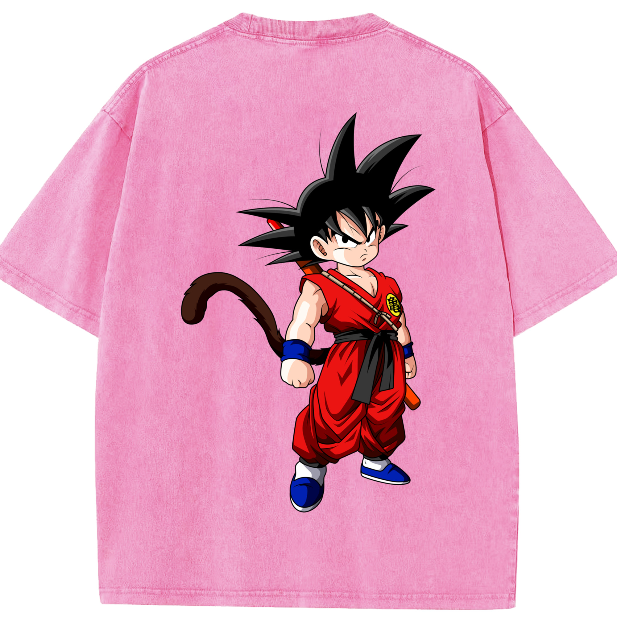 （画像用） ドラゴンボール 孫悟空（そん ごくう）Son Goku カカロット DRAGON BALL Kakarotto 綿100% ヴィンテージ風 半袖Tシャツ（背面プリント）